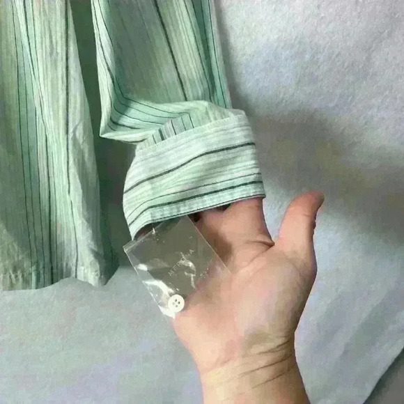 NWT Merona Women's Long Sleeve Button Up Multicolor Striped Cotton Top Size 22W - Picture 4 of 8